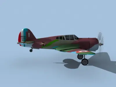 Curtiss H-75C Mohawk V09 France 3D model