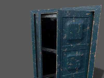 Old blue wood Windows Low-poly 3D model