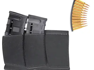 magazine pouch and bullet clip 3D model 3D model
