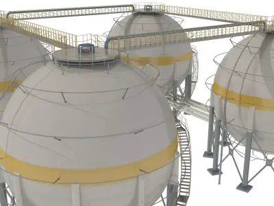 Oil Tank Industrial Sphere  3D model