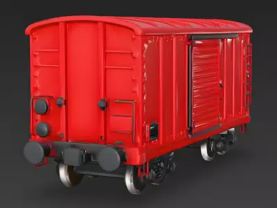 Stylized Cartoon Toy Boxcar Red Train 3d model Low-poly 3D model