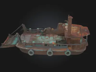 Rustic Riverboat  Drift Through Timeless Waters 3D model