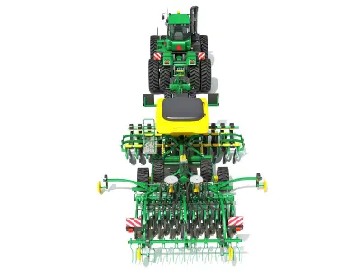 Tractor and Seed Drill 3D model