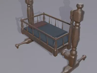 Antique Medieval Cradle Free low-poly 3D model