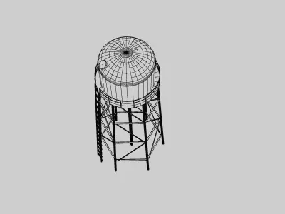 Round Overhead Tank - Cylindrical Low-poly 3D model