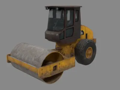 Road roller Low-poly 3D model