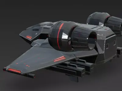 Futuristic Black Sci Fi Drone Low-poly 3D model