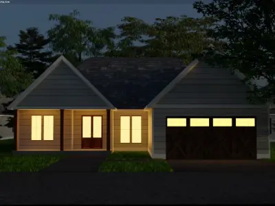 House American small home Free low-poly 3D model