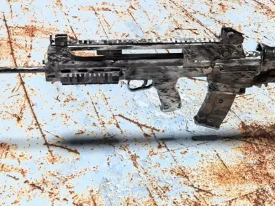 Weapon assault rifle Low-poly 3D model