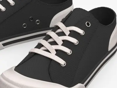  Canvas Low-Top Sneakers with Rubber Toe Cap Black 