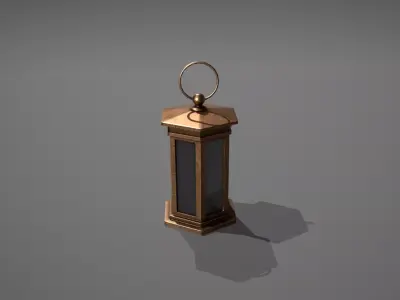 Brass Antique Lantern Low-poly 3D model