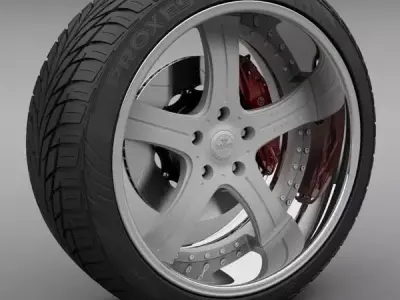 Savini Forged SV-3S Wheel and Tire 3D model