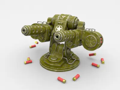 Machine Gun or Turret  Free low-poly 3D model