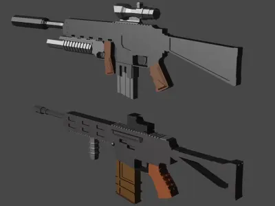 2 Low Poly Military Weapons Low-poly 3D model