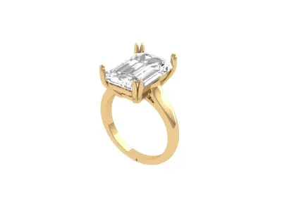 Emerald Solitaire Ring 3D print model 14