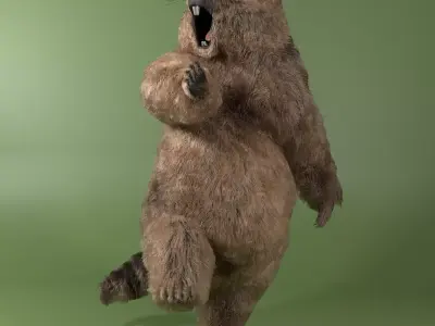 Marmot Rigged Blender Hair Simulation Free 3D model