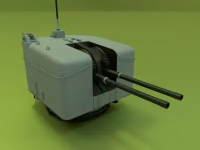 Twin gun Mark6 Turret Low-poly 3D model