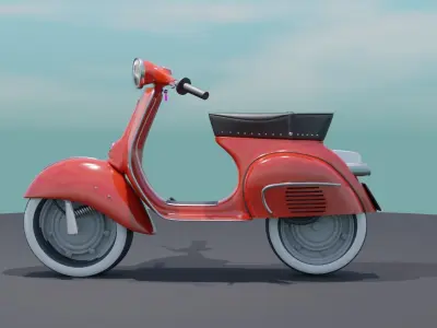 Red Vespa 150 Cartoon  3D model