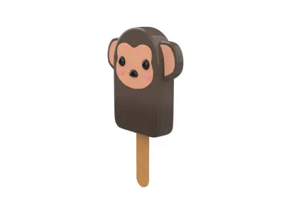 Cartoon Monkey Ice Cream Cute Low-poly 3D model