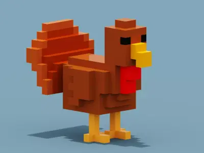 Voxel Turkey Low-poly 3D model