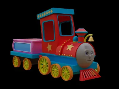 Cartoon Train  Low-poly 3D model