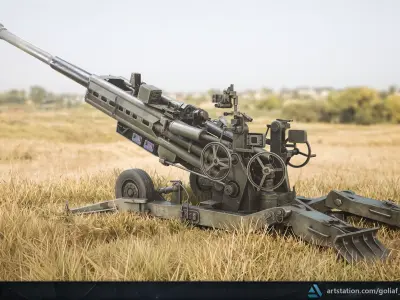 M777 Lightweight Towed Howitzer Low-poly 3D model