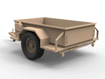Military utility trailer Low-poly 3D model