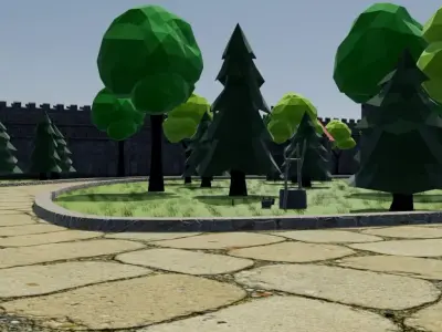 Medieval Village Landscape 3D model purchase