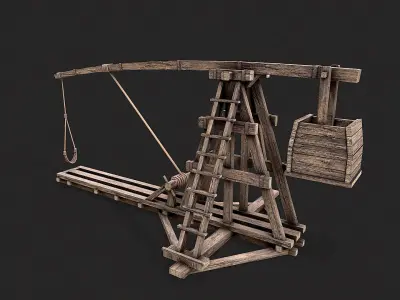 Medieval Siege Trebuchet 1 Low-poly 3D model