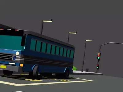 stylized low poly city bus Low-poly 3D model