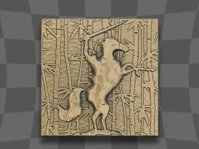 Knight fighting at the bamboo forest 3D print model
