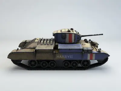 Low Poly Valentine Mk III Infantry Tank Low-poly 3D model