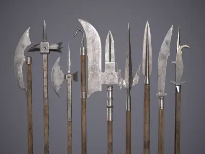 Medieval Polearms Low-poly 3D model