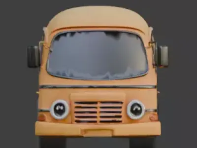 Yellow Cartoon School Bus 3D Model Low-poly 3D model purchase