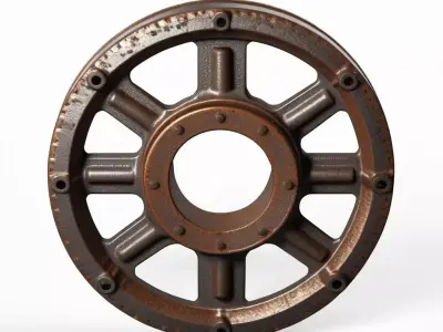 Rusty Industrial Metal Wheel Pulley 3D model