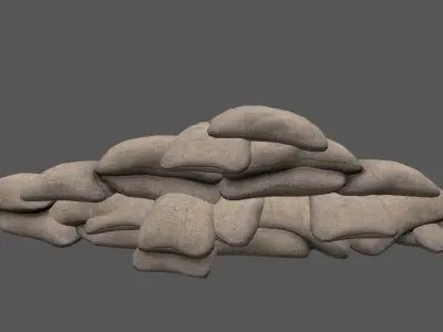 sandbag 1 pile of sacks Low-poly 3D model