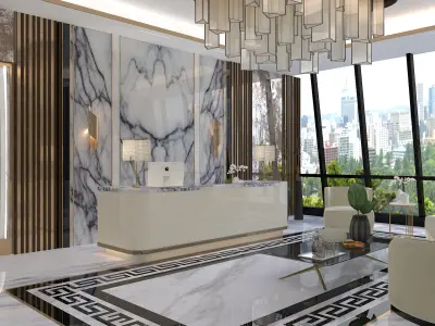 Luxury Modern Office Floor Interior  Full  3D model