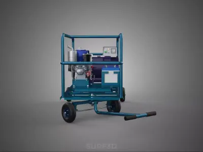 WHEELED UTILITY CART ENGINE TWIN BATTERY POWER BANKS GENERATOR 3D model