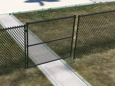 Perimeter Fencing set - US Style Black 3D model