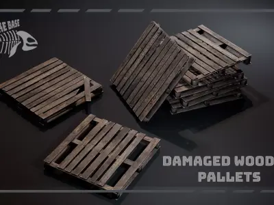 Damaged Wooden Pallet Set Low-poly 3D model