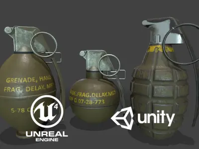 Hand Grenade Lowpoly 3D Model Pack