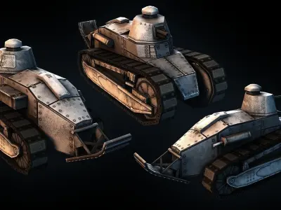 World War I Tank Pack Low-poly 3D model