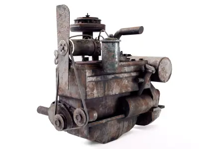 vintage car inline engine  vehicle part da1 Low-poly 3D model
