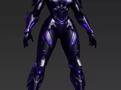 Female Raven Robot 3D model