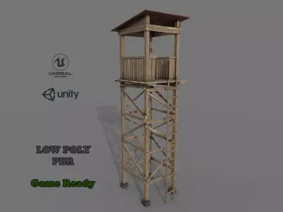 Wooden Guard Tower1 Low-poly 3D model