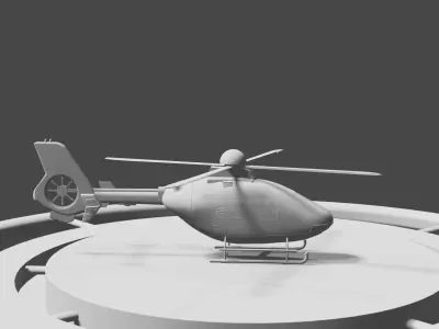 Helicopter with helipad  Low-poly 3D model
