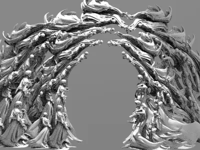 Scull Ghosts Sculptures Colossal Archway 3D model
