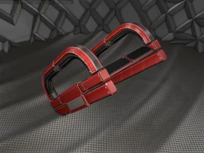 Sci-Fi Stairs - 11- Red Version Low-poly 3D model