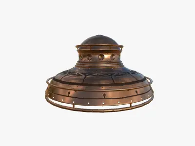 Alien Spaceship UFO F06 Copper - Sci Fi Spacecraft Design Low-poly 3D model