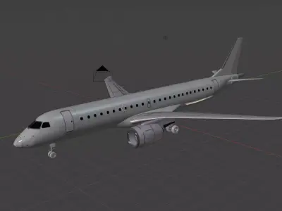 E190-E2 EMBRAER AIRCRAFT 3D MODEL WITH INTERIOR 3D model
